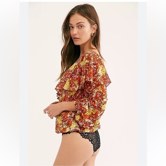 Free‎ People Floral & Lace Bodysuit Size Large - Picture 3 of 12